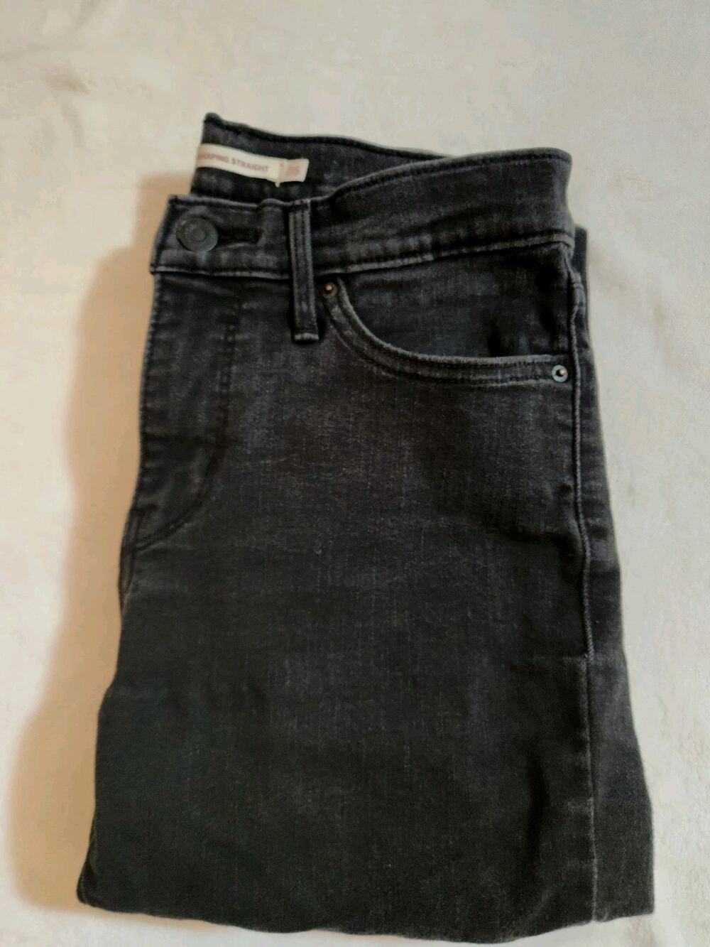 Levi's 314 Shapely Straight Jeans Womens 26 27 X 28 Black Whiskers Y2k